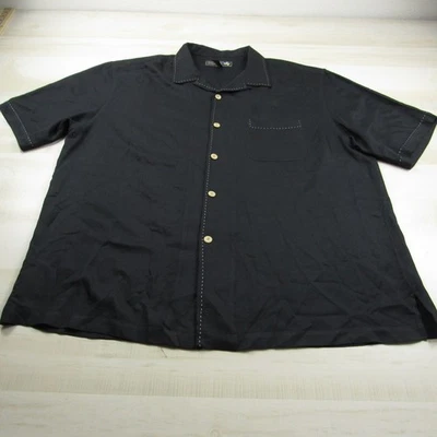Nat Nast Shirt Mens Extra Large Black Silk Button Down Lounge Camp Casual - Image 1 of 4