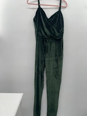 Новый с Ярлыками уникальный винтажный Будапешт комбинезон женщин XL глубокий лес зеленый бархат с ремешками - Изображение 1 из 4