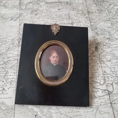Portrait Lady MINIATURE Painted Late 19th Century Beautiful French Victorian ... - Image 1 of 4