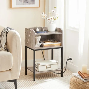 HOOBRO Side Table End Table with USB Ports and Outlet Nightstand for Small Space - Picture 1 of 10