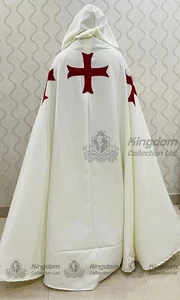 Medieval Templar Knight Cape Crusader Halloween Costume Cloak Robe Tunic - Picture 1 of 4