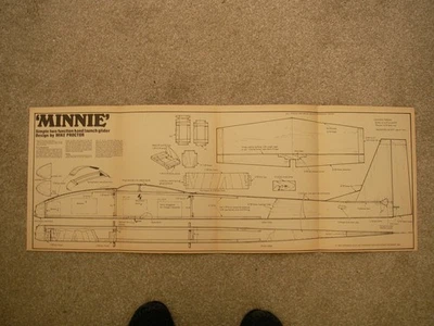 RCM&E Plans of the Minnie a simple hand launch glider model of 48" span - Image 1 of 2