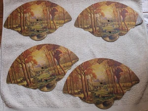 4 Vintage Tri-Fold Cardboard Beer Store Hand Fan Advertising Hastings CA Scenic - Picture 1 of 5