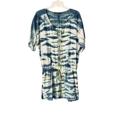 Gypsy 05 Global Village Silk Blue Tie-Dye Mini Dress Size medium NWOTS - Image 1 of 4