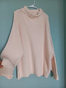 Suéter Free People Talla S Nadar Demasiado Profundo Gran Tamaño Acanalado Cuello Alto Crema - Imagen 1 de 8