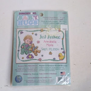 NOS 2003 Dimensions Baby Hugs 72964 Someone New Birth Record X Stitch Baby VTG - Picture 1 of 3