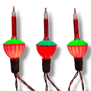 Vintage Bubble Lights Set 3 Red Green Christmas Tree Decor Retro MCM Noma? - Picture 1 of 2