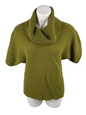 Suéter Coldwater Creek Mujer Cuello Capucha Mediano Verde Dorado Metálico Acanalado Foto 1 de 4