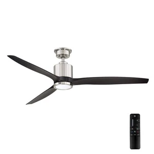 Home Decorators Collection Triplex 60 in. LED Brushed Nickel Ceiling Fan with - Picture 1 of 11