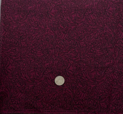 Vintage JINNY BEYER for RJR Fashion Fabrics Wine Floral Pattern 2+ yds - Image 1 of 2