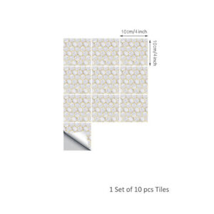 10pcs Hexagon White Marble Mosaic Adhesive Bath Kitchen Wall Floor Tile Sticker