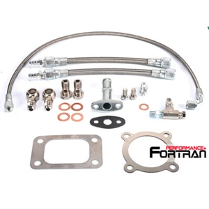 Turbo Oil Water line Kit For Garrett GT25 GT28 GT30 w/ T31 T3 4 bolts K24 K26 - Picture 1 of 4