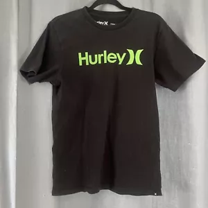 Hurley Brand Black T Shirt Green Logo. Size M.#Vic 5 - Picture 1 of 10