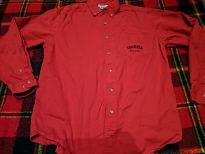 Red Oak Long Sleeve UGA Georgia Bulldogs Men's Embriodered button up Sz M - Picture 1 of 3