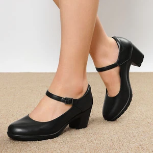 US Women Arch Support Mary Jane Pumps Low Chunky Block Round Toe Dress Pumps - Picture 1 of 26