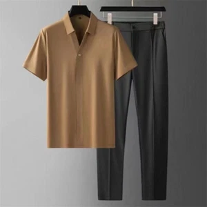 Herren Sport Zweiteiler Set Sommer Kurzarm Hemd Set Business Freizeit Hose - Bild 1 von 18