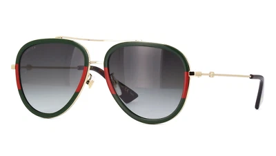 Gafas de sol Gucci GG0062S 003 aviador en verde/rojo con lentes grises 100 % UV Foto 1 de 4