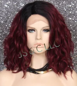 Human Hair Blend Full Lace Front Wig Mono part Heat OK Burgundy mix NWT RHZ - Picture 1 of 6