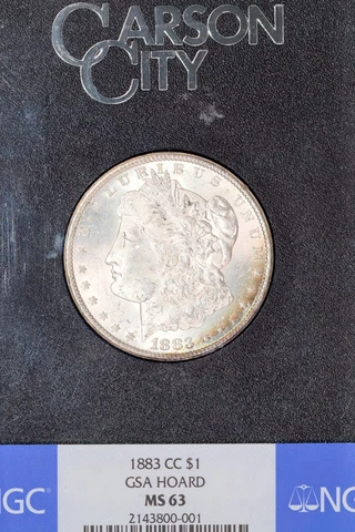 1883-CC Morgan Silver Dollar | NGC MS 63 | Neon Rainbow Reverse Toning | GSA Cover