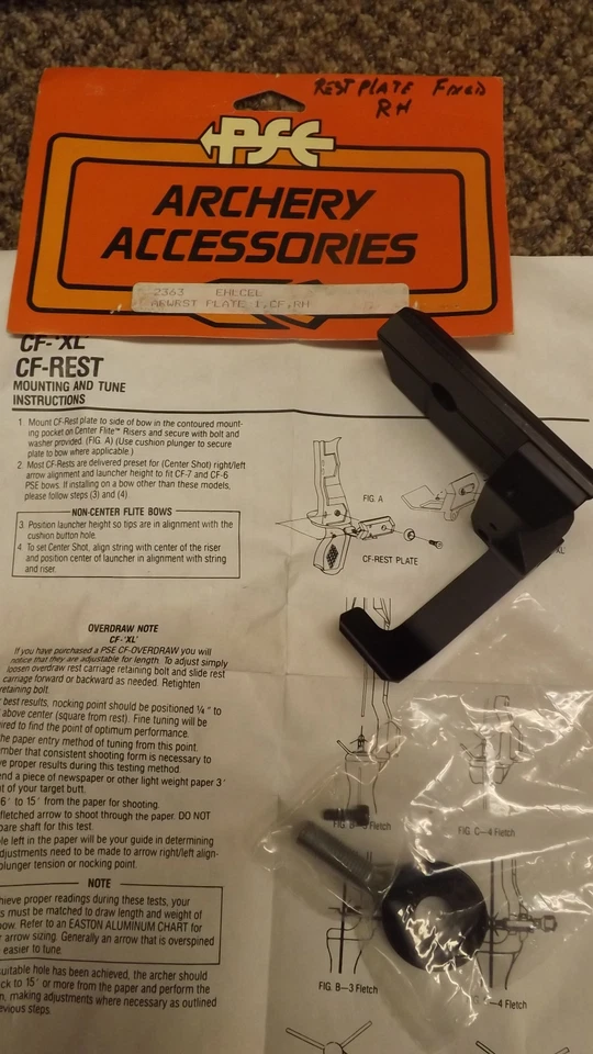 NEW PSE CF Fixed Arrow Rest  Plate 2363 RH Flite Series Bow - Image 1 of 4