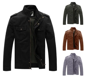 Chaqueta Militar WenVen Para Hombre Informal Lavada Algodón Chaqueta de Trabajo Ligero Otoño - Imagen 1 de 57