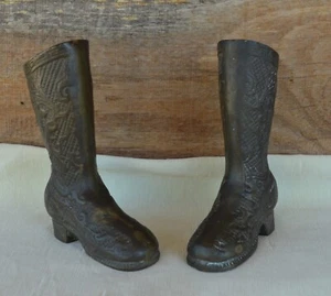 Pr Vintage 4 1/2" Bronze? Metall Figuren Skulptur Deko Stiefel mit Absätzen Markenlos - Bild 1 von 14