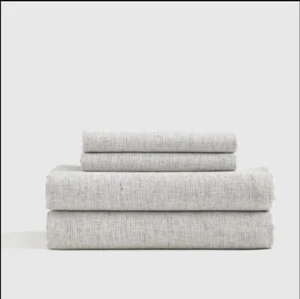 Quince 100% Linen Mini Stripe Sheets & 2 Pillowcases Set! King (635)(READ) - Picture 1 of 11