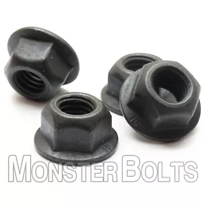 Großpackung Menge 2.500 - M8 Top Lock Flanschmuttern metrisch schwarz Phosphat & Öl DIN 6927 - Bild 1 von 3