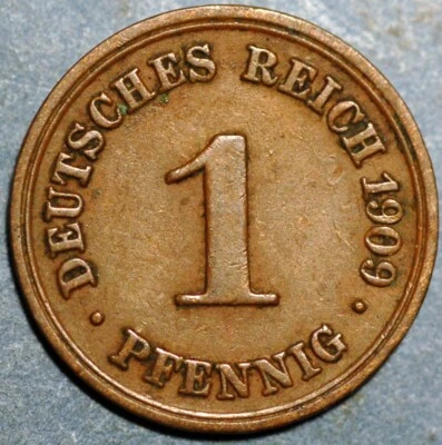 Germany 1 Pfennig 1909 F Wilhelm II KM# 10 - Image 1 of 2