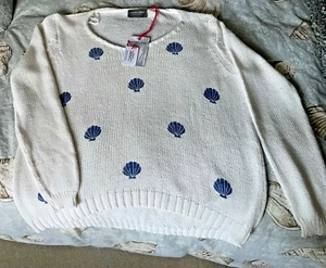 Wooden Ships Mini Seashell Cotton Blend Sweater Sz S/M - Picture 1 of 5