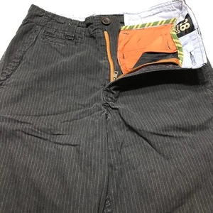 American Eagle Shorts Mens size 28 Khaki Longer Length Black Striped Weathered - Picture 1 of 12