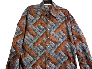Vintage SEARS Kings Road Perma-Prest Shirt Mens XL Disco Retro Polyester 60s-70s - Picture 1 of 13