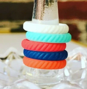 Stackable Silicone Wedding Rings for Women Knotted Rope 6 Pack - Picture 1 of 9