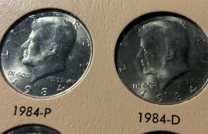 1984 P and 1984 D Kennedy half dollar BU UNCIRCULATED FROM ROLL (2 COINS) - Picture 1 of 2