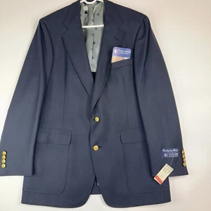 Austin Reed Men’s Navy Blue Fine Knit Wool Sport Coat Blazer Jacket 42 L - Picture 1 of 8