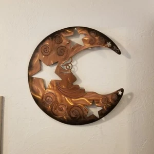 Metal Wall Hanger Rustic Moon Garden Patio Decoration Living Room Decor Bedroom - Picture 1 of 2