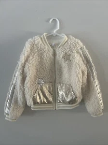 Hannah Banana Girls Leather and Sherpa Mixed Bomber Jacket Sz 6 - Picture 1 of 13