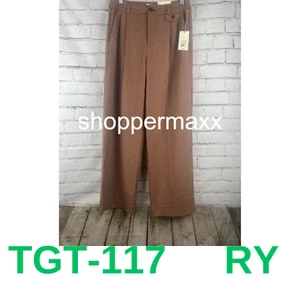 Women's High-Rise Relaxed Fit Full Length Baggy Wide Leg Trousers -Brown Plaid,6 - Picture 1 of 10