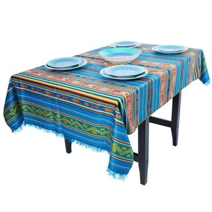 TABLECLOTH RECTANGLE COTTON THROW HANDMADE OTAVALO ANDEAN INCA 60"x80" 6-8 SEATS - Picture 1 of 12