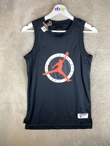 Jordan Singlet T-Shirts Top Size 12 Boys Kids Black Logo Sleeveless Activewear - Picture 1 of 10