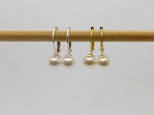 Perlen-Ohrringe Patent-Brisur Perle 6mm Silber 925 Gold -Farbwahl- Brautschmuck - Bild 1 von 39