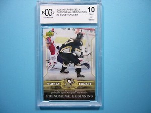 2005/06 UPPER DECK PHENOMENAL BEGINNING #9 SIDNEY CROSBY ROOKIE BECKETT BCCG 10
