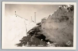 Nome Alaska AK Radio Avenue After Snowstorm Real Photo Postcard RPPC 1930-50 - Picture 1 of 2
