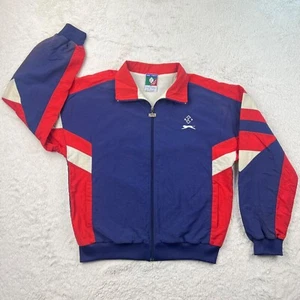 Vintage Jimmy Connors Track Jacket Men’s MEDIUM Slazenger Red Blue Nylon 1980s - Picture 1 of 24