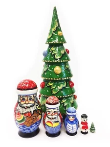 Christmas Decoration Gift for Kids Adults Nested Surprise Tree Santa Claus 13 " - Picture 1 of 2
