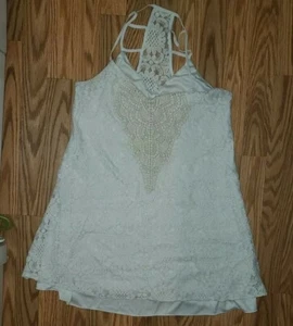 Mujer Blanco Capas Sin Mangas Camiseta sin Mangas Crochet Respaldo Sin Palabras Mediana - Imagen 1 de 6
