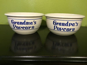 2 grandi ciotole blu cobalto e panna 11" ceramica studio popcorn della nonna della nonna - Foto 1 di 9