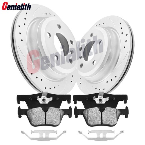 Rear Drilled Slotted Disc Rotors Brake Pads for BMW 320i 328i 430i 428i