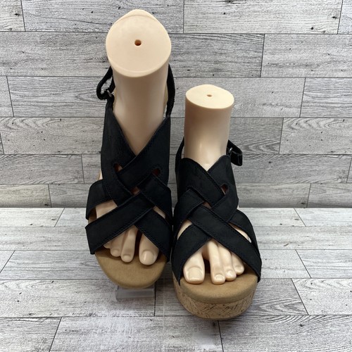Clarks Collection Giselle Beach sandalo donna nero pelle sughero taglia 11M