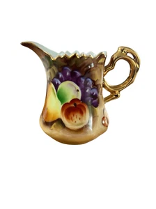 Vintage Lefton China Creamer Heritage Brown Fruit Gold collezione dipinto a mano - Foto 1 di 16